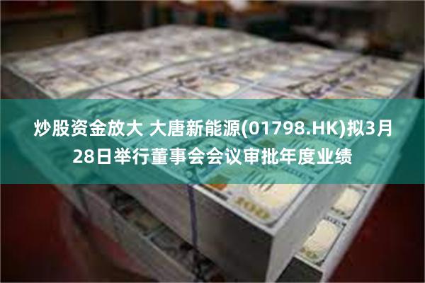 炒股资金放大 大唐新能源(01798.HK)拟3月28日举行董事会会议审批年度业绩