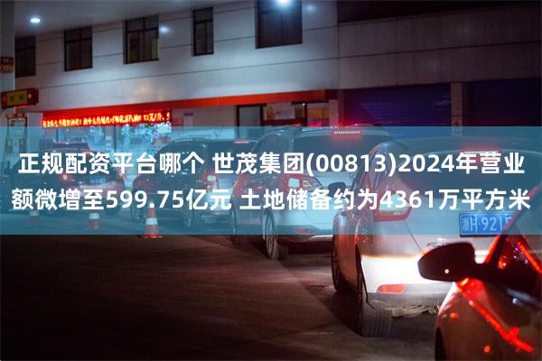 正规配资平台哪个 世茂集团(00813)2024年营业额微增至599.75亿元 土地储备约为4361万平方米
